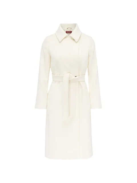 Max Mara double-breasted belted virgin-wool coat White BCOLLAG
