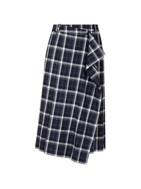 TOMBOY check unbalanced wrap skirt Blue 9106332001