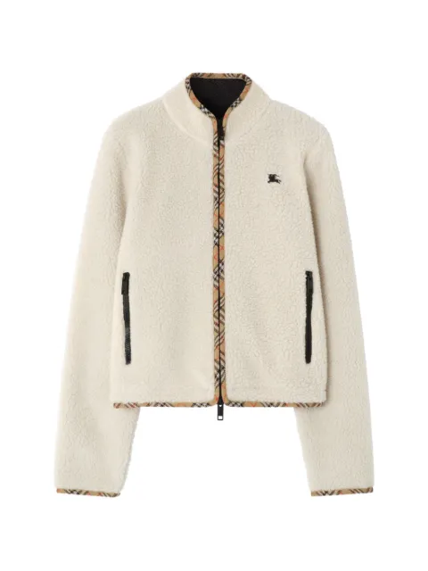 Burberry cropped wool-cashmere blend fleece jacket Neutrals 8132435