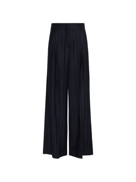 Weekend Max Mara wool pinstriped flannel trousers - navy Blue 2625136102600001