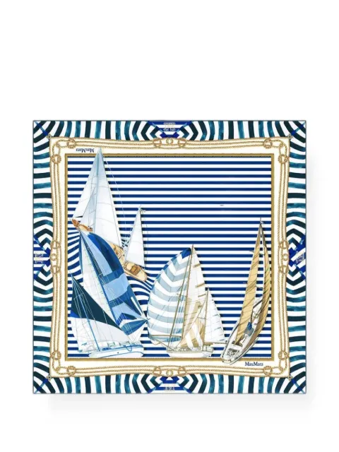 Max Mara nautical-print silk scarf Blue 2624546111600