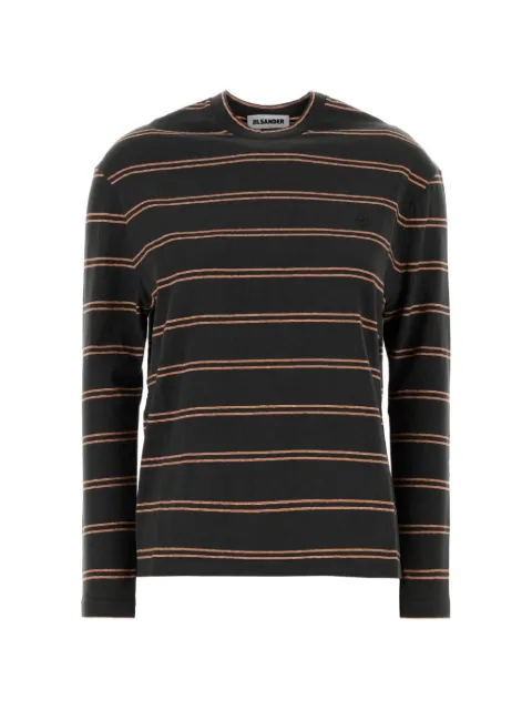Jil Sander striped embroidered T-shirt Black J02GC0169J20394