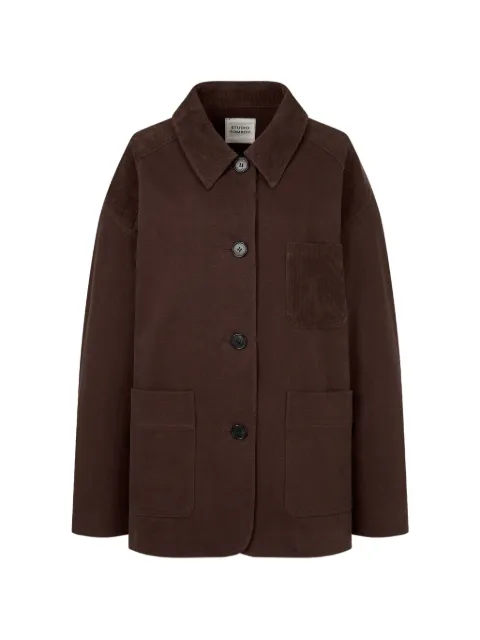 TOMBOY corduroy-trim patch-pocket coat Brown 9106313205