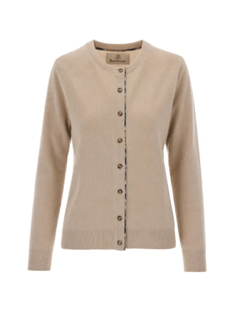 Barbour Tartan-trim elbow-patch cardigan Neutrals LKN1076LKNBE54