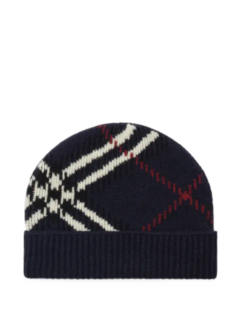 Burberry check cashmere blend beanie Blue 8132885