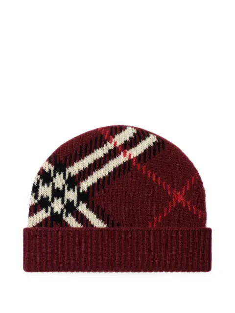 Burberry check cashmere blend beanie Red 8132889