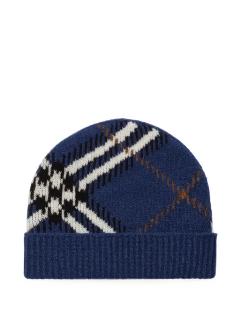 Burberry check cashmere blend beanie Blue 8132890
