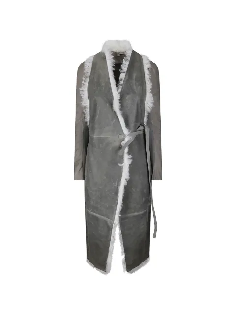 Rick Owens Cyclops shearling-trim leather coat Grey RP02F5943
