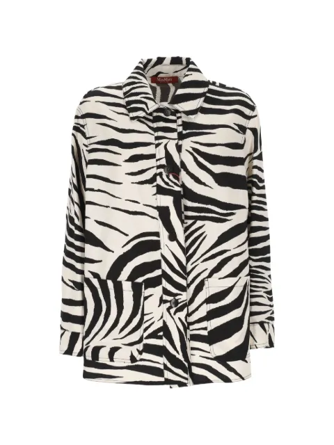 Max Mara zebra-print button-up jacket White 2616191022600442001