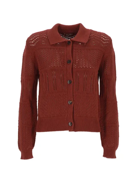 Max Mara open-knit button-up cardigan Red 2616341032600137003