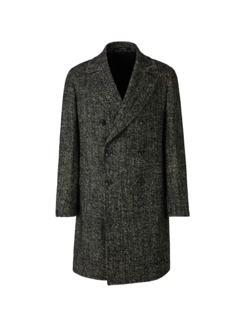 Tagliatore double-breasted herringbone coat Black 340319U26I3064645