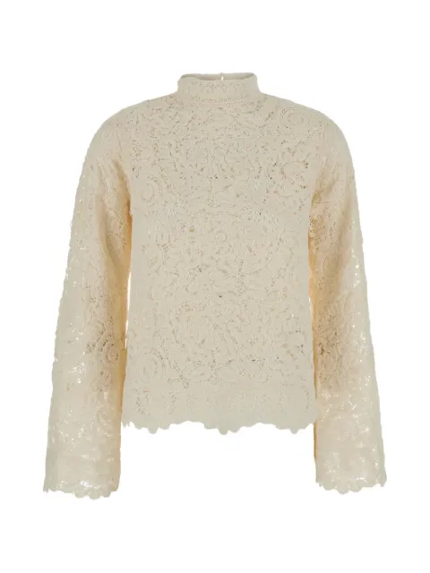 Semicouture lace high-neck blouse Neutrals S6WC80E641