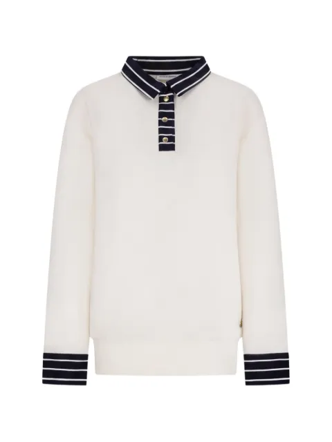 HOUSE OF GRAVITY long-sleeve striped-trim polo shirt Neutrals HG7302603