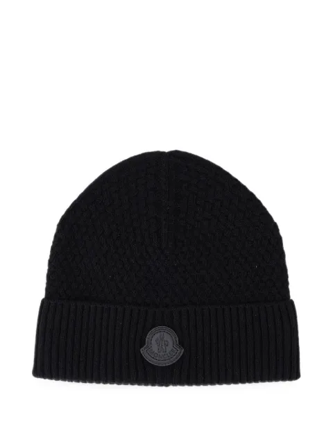 Moncler logo-patch weave beanie hat Black L20913B00026