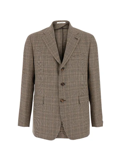 Tagliatore New York check-pattern notched-lapels blazer Neutrals 1SNY13BL30038M1140