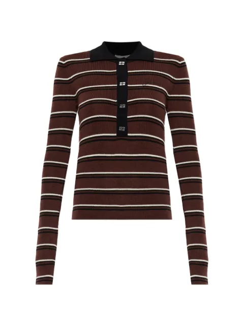 GANNI polo shirt in striped merino Brown A1170004