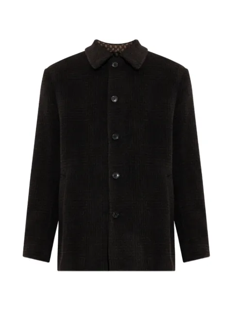 ETRO wool and alpaca wool pea coat with check motif Brown MRAA004199TQB1E