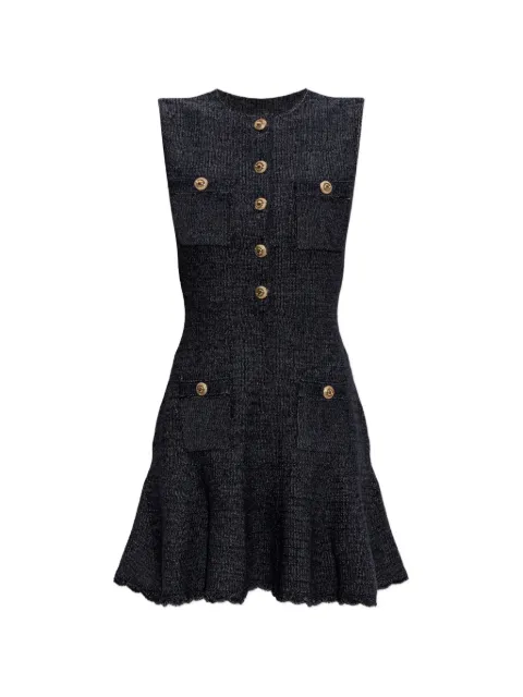 Self-Portrait navy sleeveless textured knit mini dress Blue AW26094SCN0