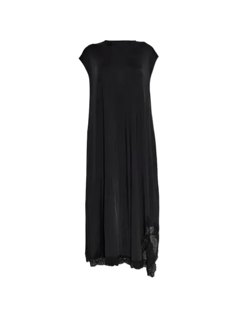 VETEMENTS lace-trim asymmetric midi dress Black WH27DR132B0