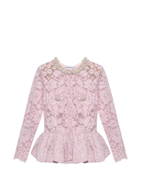 Self-Portrait pink lace peplum top Pink AW26050TAP