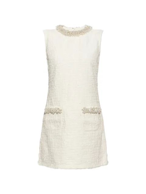 Self-Portrait cream textured denim mini dress Neutrals AW26812SC