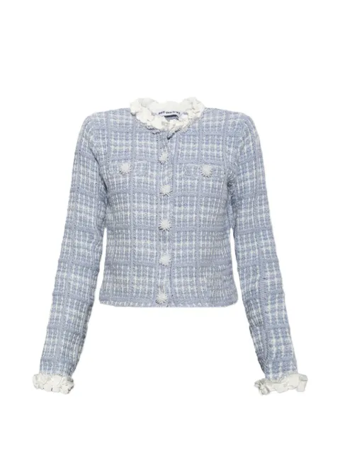 Self-Portrait blue check knit beaded jacket Blue AW26146JABL0