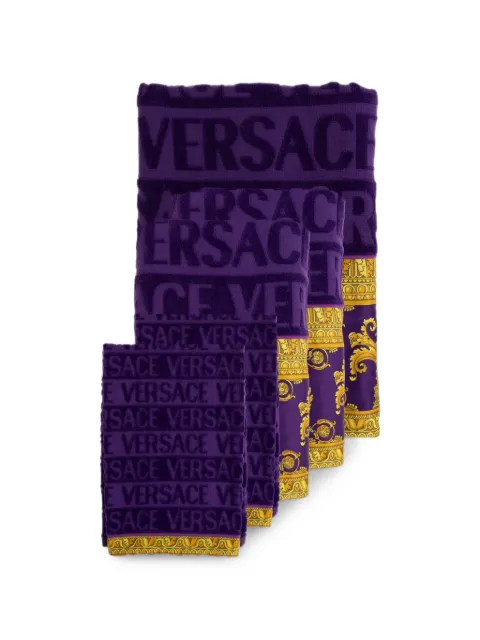 Versace Home I ♡ Baroque-print logo-jacquard towels (set of five) Purple ZSET5TO01ZCOSP052