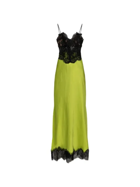 Self-Portrait green satin lace midi dress Green AW26023MAG0