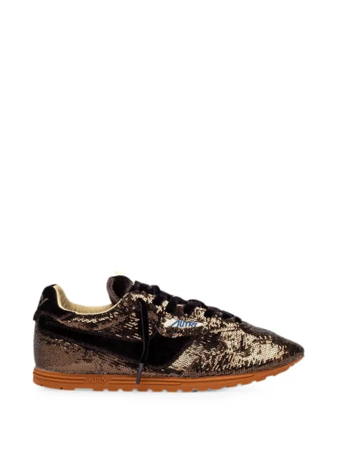 Autry Windspin Low sequin-embellished velvet sneakers Brown WSLWEI01
