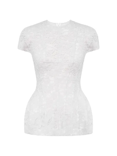 POST MERIDIEM lace peplum top White LACETOPWITHAVOLUMINOUSSILHOUETTE