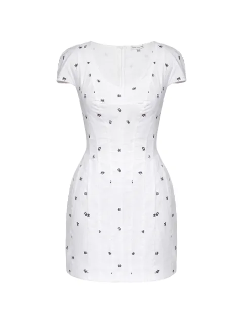 POST MERIDIEM embroidered-motif shaped-seam mini dress White COTTONMINIDRESSWITHSHAPEDSEAMS