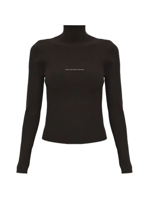 Alexander Wang logo-print ribbed sweater Brown 1KC42610390