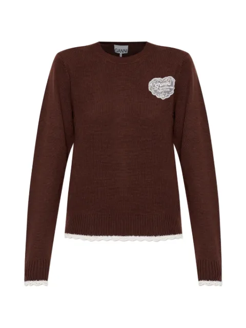 GANNI crewneck in brown wool Brown A115000412330