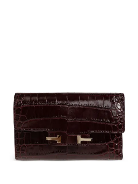 TOM FORD crocodile-effect T-clasp leather wallet Red S0532LCL607P