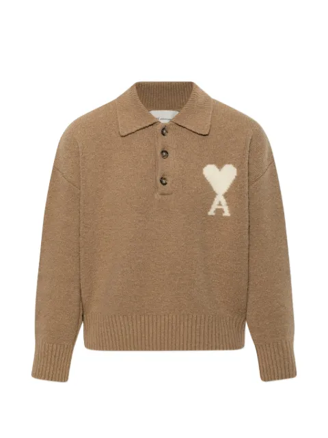 AMI Paris Ami de Coeur polo sweater Brown UPL408KN0135