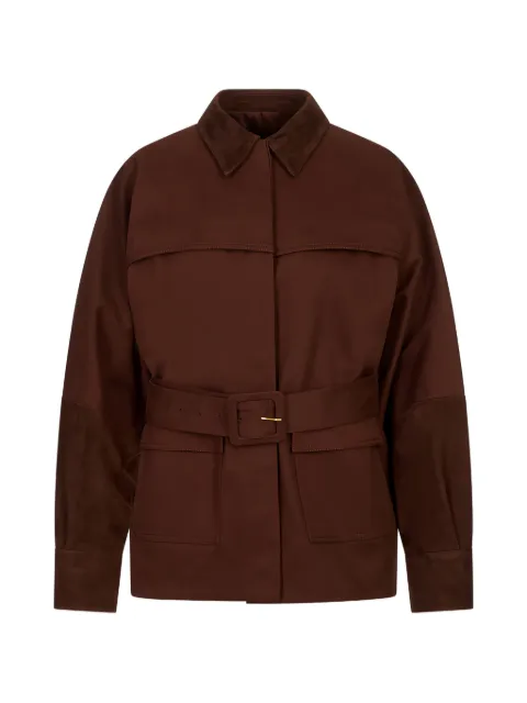 Fabiana Filippi belted suede-panel coat Brown CTD216F1980000M288