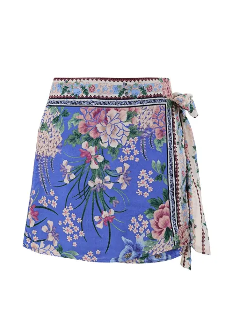 Agua Bendita Ziara floral-print wrap skirt Blue 20654