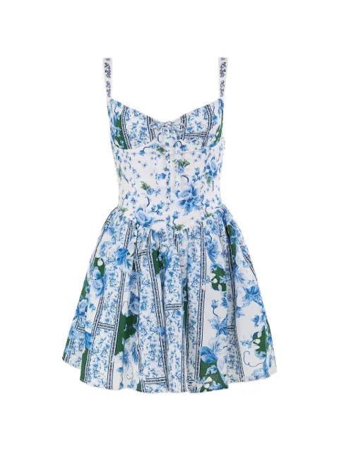 Agua Bendita Nader Spring floral-print mini dress White 20661