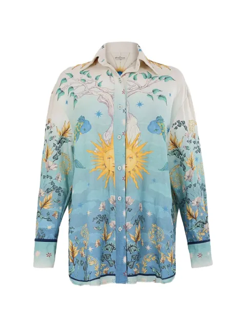 Agua Bendita Nader Anastasia graphic-print button-up shirt Blue 20577