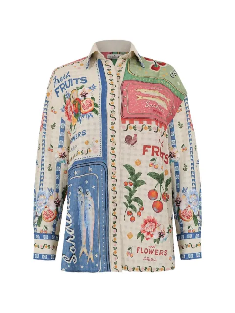 Agua Bendita Anastasia graphic-print button-down shirt Neutrals 20724