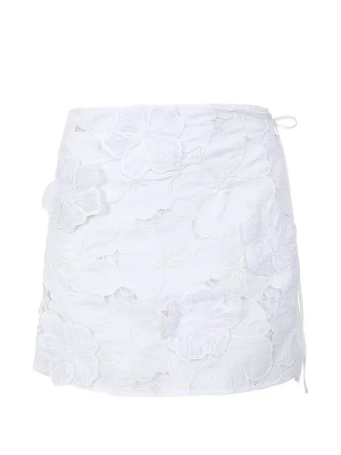 Agua Bendita Danina floral-appliqué wrap skirt White 20670