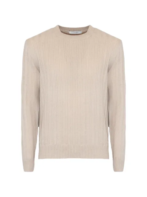 Cruciani ribbed-knit crew-neck sweater Neutrals U62001038GC12104