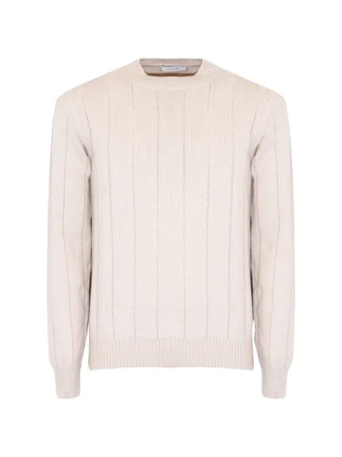 Cruciani ribbed-knit crew-neck sweater Neutrals U62610105GC1
