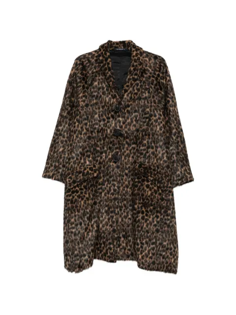 Rundholz leopard-jacquard single-breasted coat Brown 2261191205