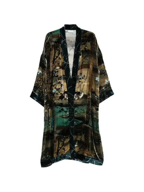 Pierre-Louis Mascia landscape-print velvet coat Black 12973
