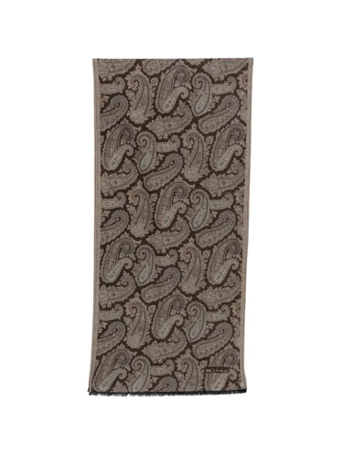 Kiton paisley-print fringed scarf Brown USCIACK0209L14001