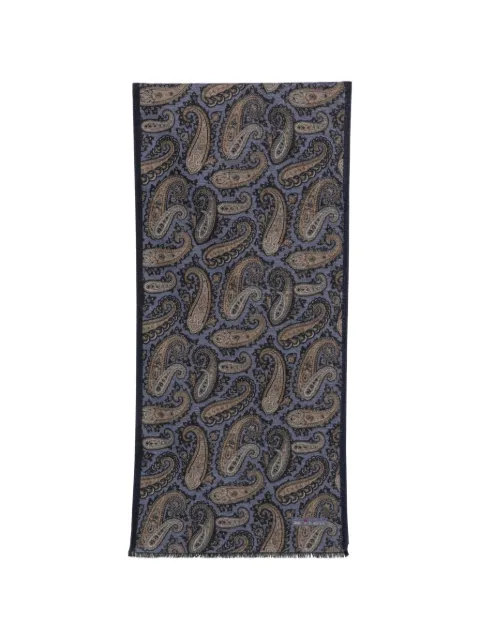 Kiton paisley-print fringed-edge scarf Blue USCIACK0209L08003