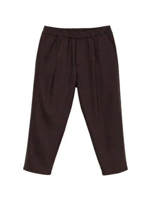Eleventy pleated elasticated-waistband trousers Brown N75PANN15TES0H027