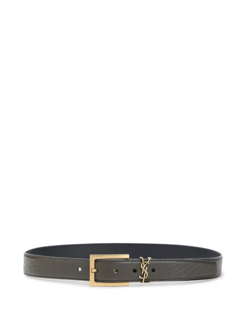 Saint Laurent Cassandre belt in grained lambskin Grey 789588AACYT