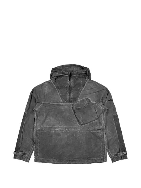Stone Island Q100035 uneven pigment-dyed nylon smerigliato + nylon canvas hoodie Black L2S15Q100035S00V1